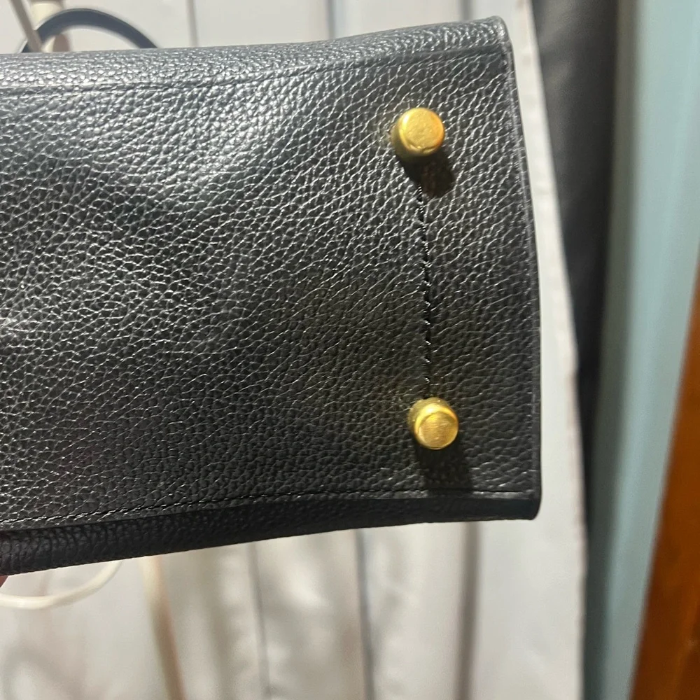 Coach Charlie Carryall Black Tote with Brown Handles and Scalloped  rivets - Picture 10 of 16